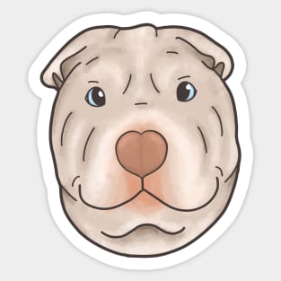 Silly Shar Pei Gemma Cartoon Portrait - Large Version Sticker